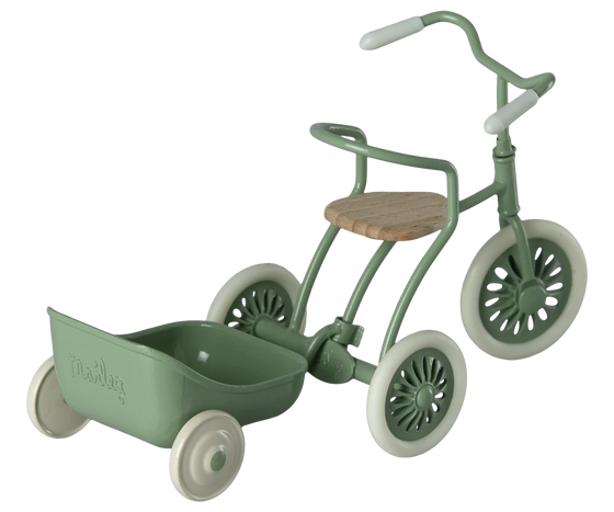 Chariot pour tricycle de souris vert Maileg.