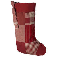  Chaussette de Noël Maileg Carreaux en tissu patchwork rouge et beige à suspendre