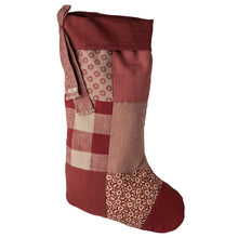  Chaussette de Noël Maileg Fleur en tissu patchwork rouge et beige à suspendre