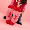 chaussettes femme rose coeur rouge cadeau femme original