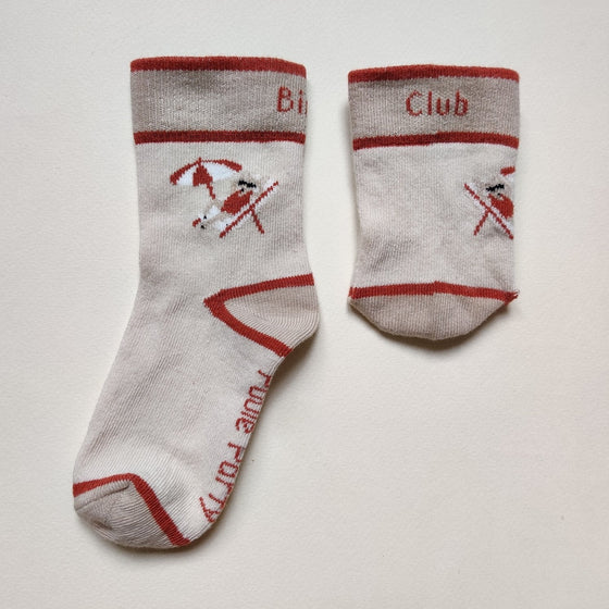 Chaussettes pour enfant et adulte, Biche Club, en coton biologique, fabriqué au Portugal, Poule Party.