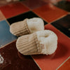 Chaussons bébé – Rien que des bêtises – chaussons velours taupe