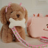 Peluche chiot Maude dans panier vichy rose - Konges Slojd