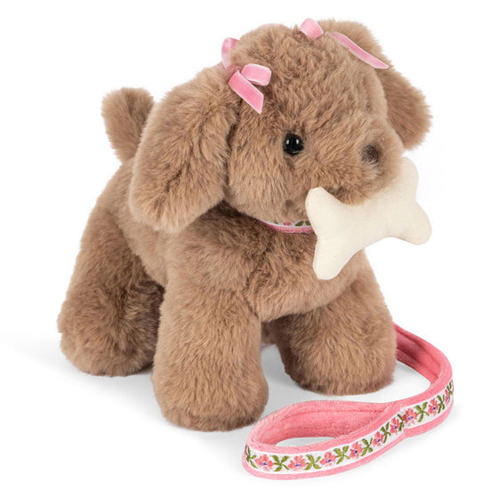 Peluche chiot Maude dans panier vichy rose - Konges Slojd