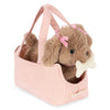 Peluche chiot Maude dans panier vichy rose - Konges Slojd