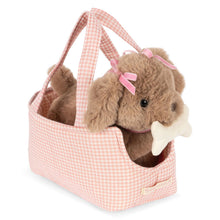  Peluche chiot Maude dans panier vichy rose - Konges Slojd