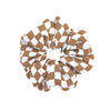 Chouchou en gaze de coton motif damier brun et blanc – Atelier Wagram