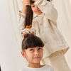 Chouchou en gaze de coton marron à imprimé léopard pour cheveux – Atelier Wagram.