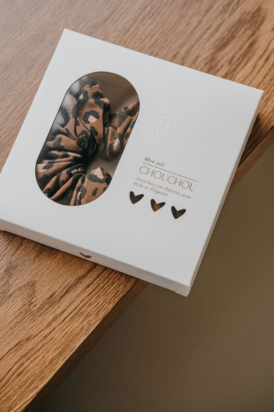 Chouchou cheveux imprimé léopard enfant et adulte