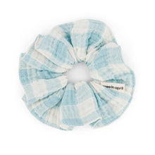  Chouchou vichy bleu ciel en gaze de coton pour cheveux Rose in April