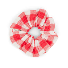  Chouchou cheveux motif vichy rouge en gaze de coton Rose in April