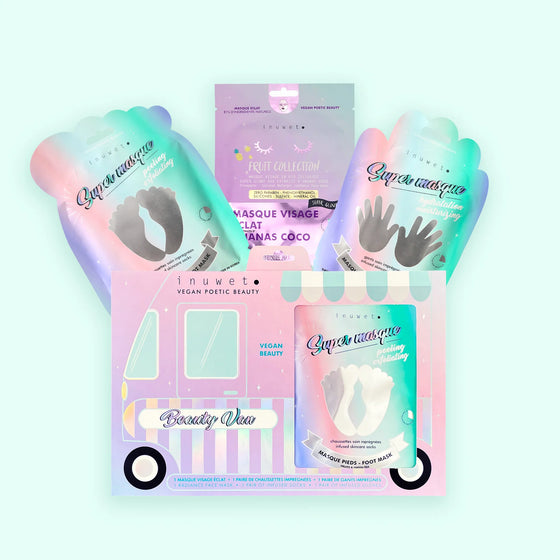Coffret Beauty Van Inuwet – masques visage, mains et pieds vegan hydratants et exfoliants
