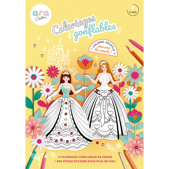 Set de deux coloriages gonflables, thème princesse, marque Ara Créative.