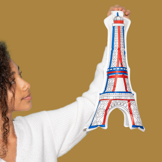 Coloriage gonflable en forme de Tour Eiffel Ara Creative. Activité originale pour enfant JO 2024.