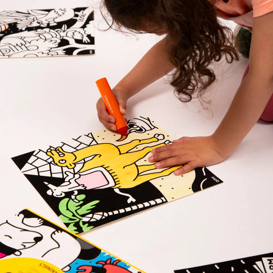 Set de coloriage velours Animals OMY – activité créative pour enfants dès 3 ans