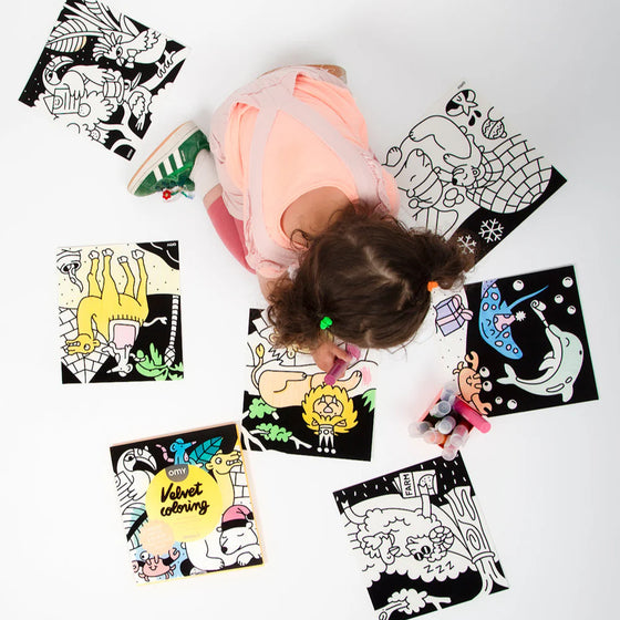 Set de coloriage velours Animals OMY – activité créative pour enfants dès 3 ans