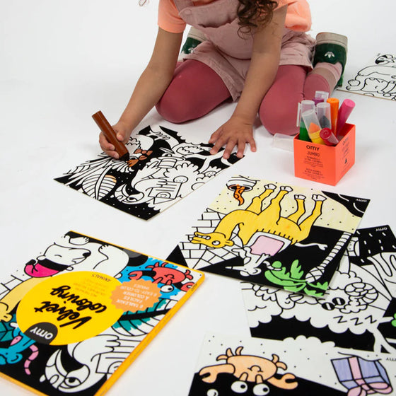 Set de coloriage velours Animals OMY – activité créative pour enfants dès 3 ans