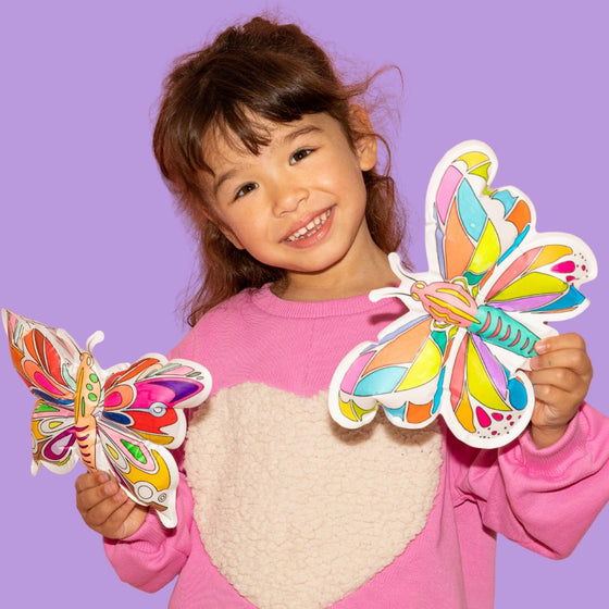 Coloriages gonflables papillons Ara Créative. Idée d'activité pour enfant à partir de 3 ans.