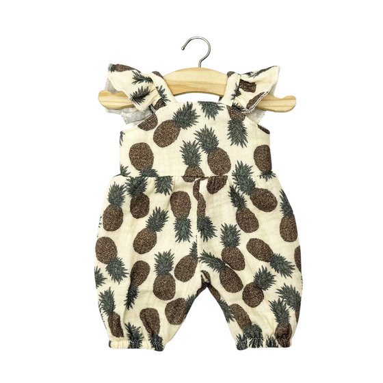 Combinaison Claudie en gaze de coton ananas pour poupées Gordis Minikane – tenue estivale et ludique pour jeux d’imitation enfant.