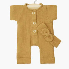  Combinaison Lili et son headband en gaze de coton Camel poupées Babies Minikane.