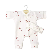  Combinaison Lili à petits cœurs rose argile avec headband pour poupée Gordis Minikane