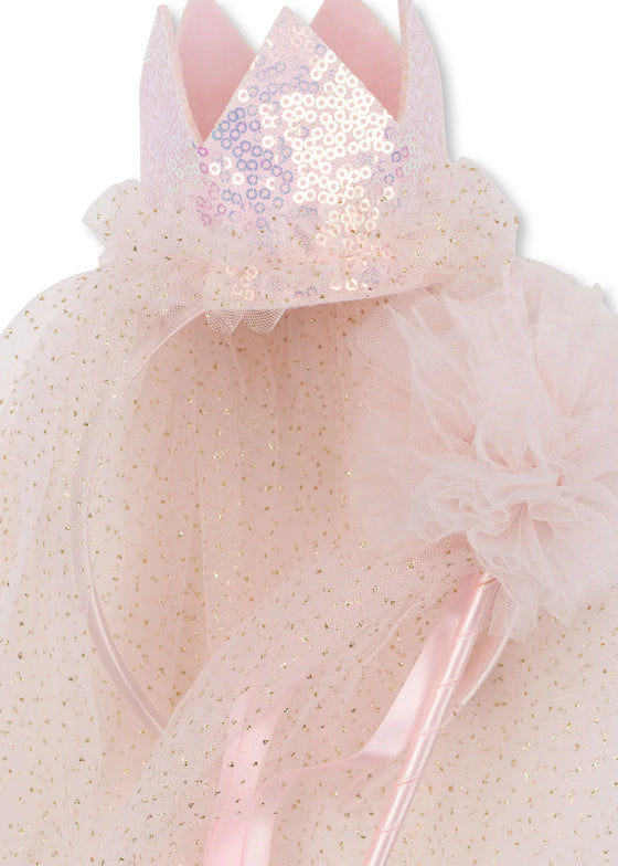 Costume de princesse rose pour enfant avec robe, cape et couronne Konges Sløjd