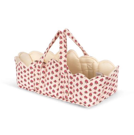 Couffin poupées Rosie Rose Konges Slojd en coton matelassé fleuri avec poignées