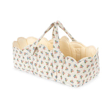  Couffin pour poupée Konges Slojd Verona Blue avec anses matelassées et imprimé floral rétro