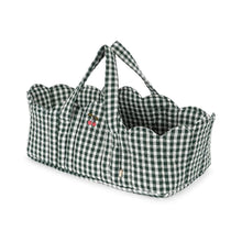  Couffin pour poupée Konges Slojd vichy vert avec broderie cerises et anses matelassées