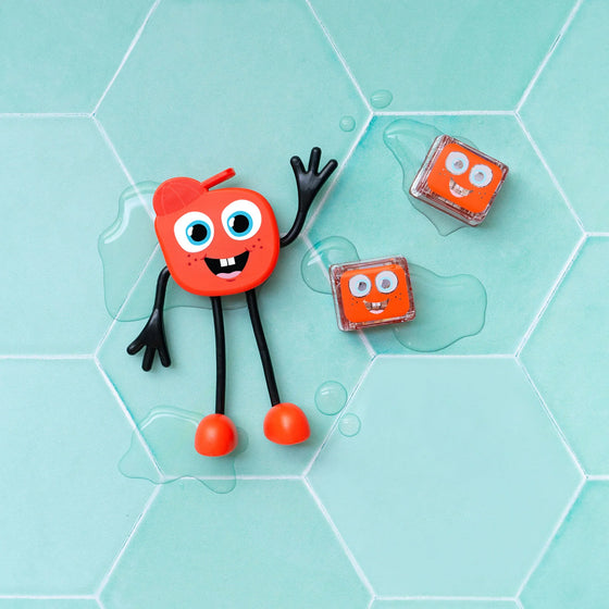 Personnage Sammy rouge et cubes lumineux pour le bain, Glo Pals.