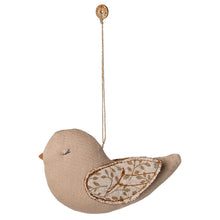  Décoration de Noël Maileg oiseau Branches Blue à suspendre en tissu beige et doré