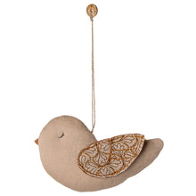  Décoration de Noël Maileg oiseau Winter Heart à suspendre en tissu beige et doré