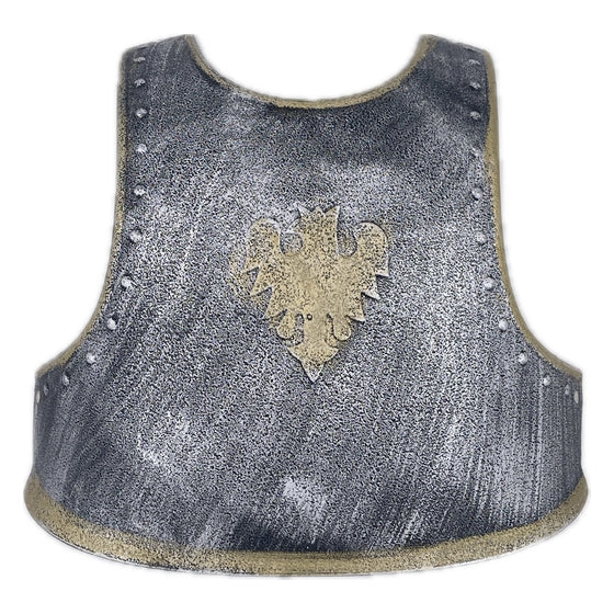 Armure de chevalier enfant Labay – plastron gris et doré avec harnais réglable pour déguisement médiéval