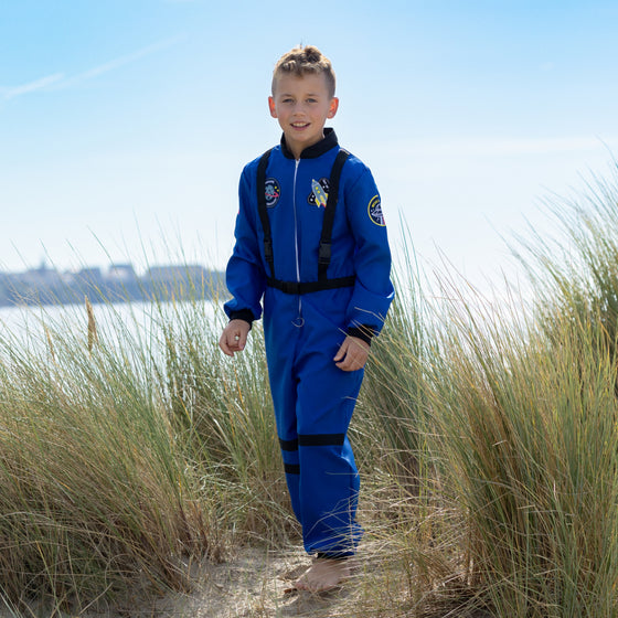 Déguisement cosmonaute enfant Labay – combinaison bleue avec casque argenté pour jeu d’imitation et déguisement