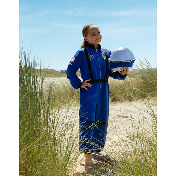 Déguisement cosmonaute enfant Labay – combinaison bleue avec casque argenté pour jeu d’imitation et déguisement