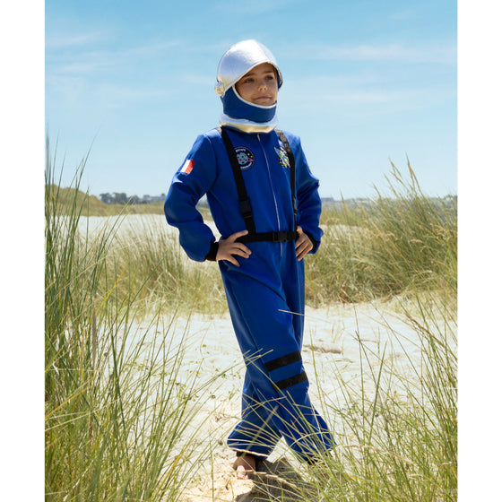 Déguisement cosmonaute enfant Labay – combinaison bleue avec casque argenté pour jeu d’imitation et déguisement