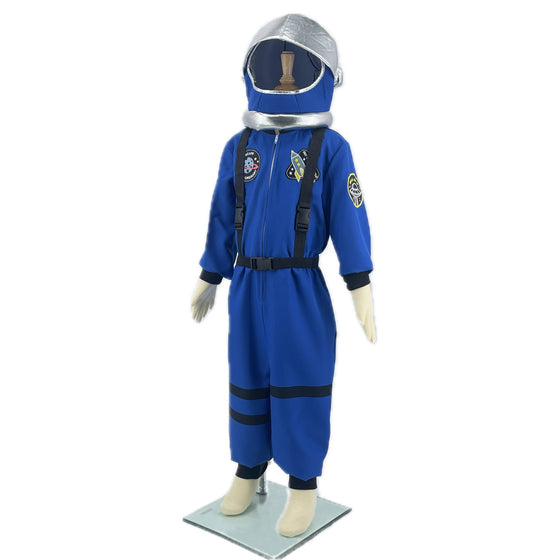 Déguisement cosmonaute enfant Labay – combinaison bleue avec casque argenté pour jeu d’imitation et déguisement