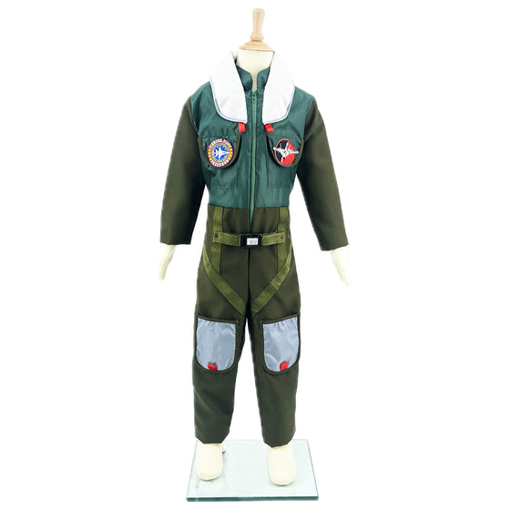Déguisement parachutiste enfant Labay – combinaison verte réaliste avec écussons et ceinture
