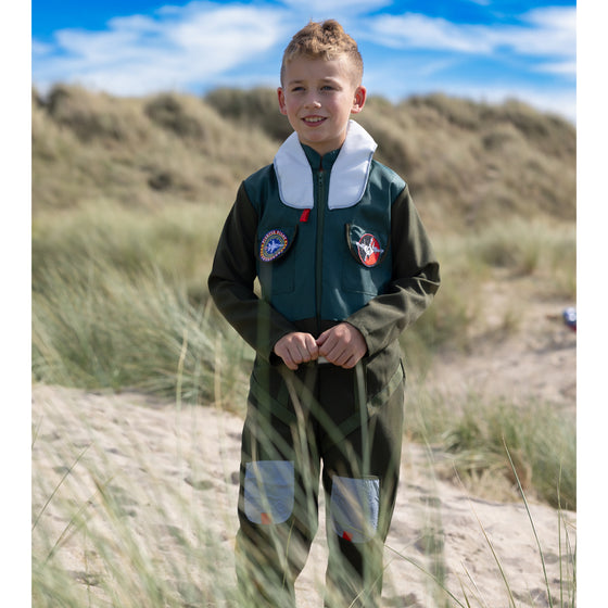 Déguisement parachutiste enfant Labay – combinaison verte réaliste avec écussons et ceinture