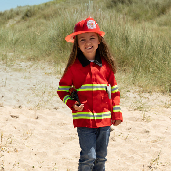 Déguisement pompier enfant Labay – costume complet avec veste rouge, casque et accessoires pour jeu d’imitation