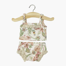  Ensemble sous-vêtement fille fleuri en jersey pour poupée 34 cm – compatible Minikane avec finitions dentelle.