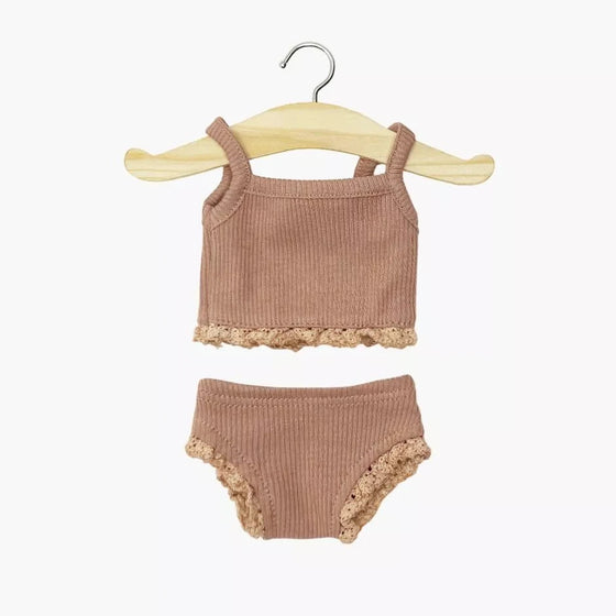 Ensemble lingerie en maille côtelée rose argile pour poupées Gordis – Minikane