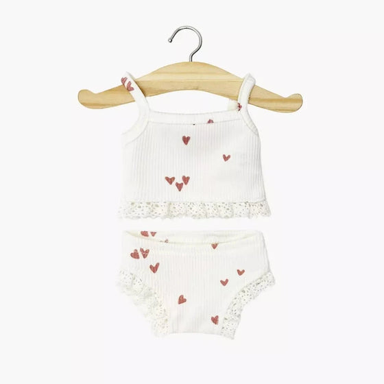 Ensemble lingerie en maille côtelée à petits cœurs roses pour poupées Gordis – Minikane