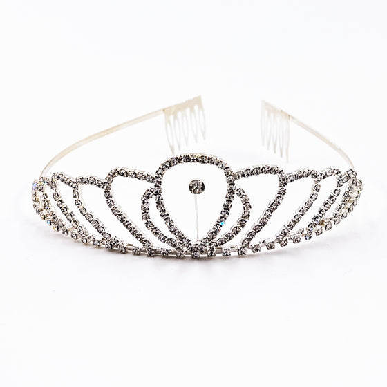 Diadème perle et strass pour enfant Labay – couronne argentée princesse scintillante