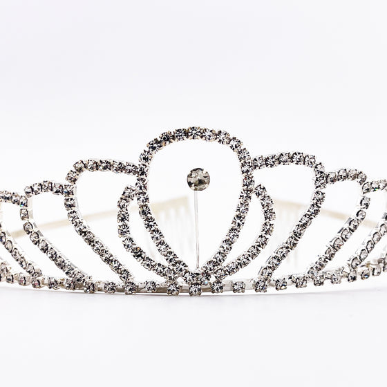 Diadème perle et strass pour enfant Labay – couronne argentée princesse scintillante