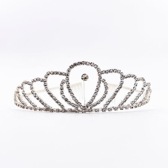 Diadème perle et strass pour enfant Labay – couronne argentée princesse scintillante