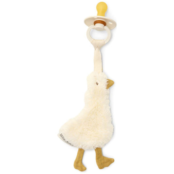 Doudou attache-tétine Oie en peluche beige Little Dutch pour bébé
