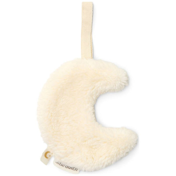 Doudou attache-tétine lune Little Dutch blanc en peluche douce