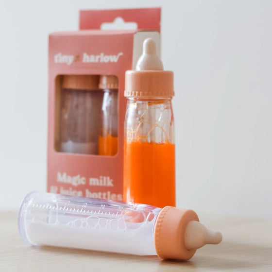 Duo de biberons magiques lait et jus de fruits Tiny Harlow.