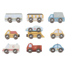  Ensemble de 9 véhicules en bois Little Dutch – bus, taxi, ambulance, camion et voitures